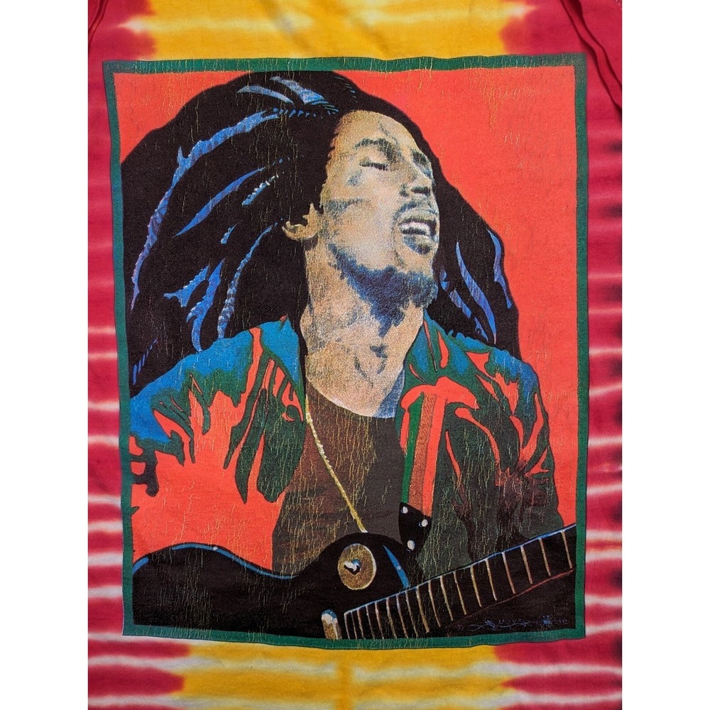 Vintage Bob Marley T-Shirt XL Single Stitch Double Sided Tie Dye Made in USA 90s - Picture 3 of 15